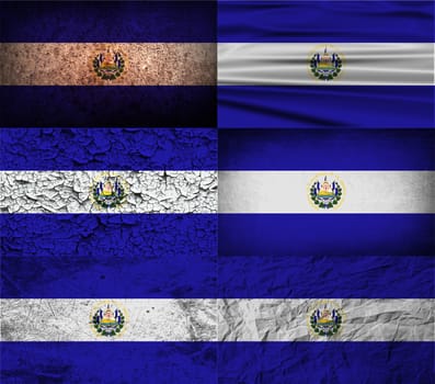 Flag of El Salvador with old texture.  illustration