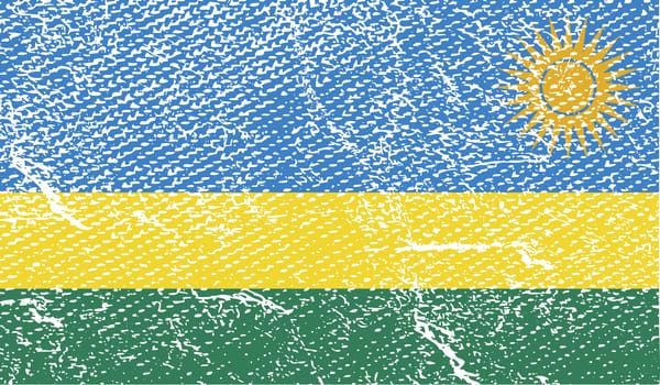 Flag of Rwanda with old texture.  illustration