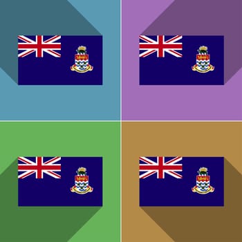 Flags of Cayman Islands. Set of colors flat design and long shadows.  illustration