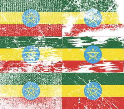 Flag of Ethiopia with old texture.  illustration