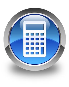 Calculator icon glossy blue round button