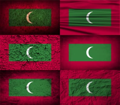 Flag of Maldives with old texture.  illustration