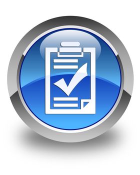 Checklist icon glossy blue round button