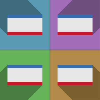 Flags of Crimea. Set of colors flat design and long shadows.  illustration