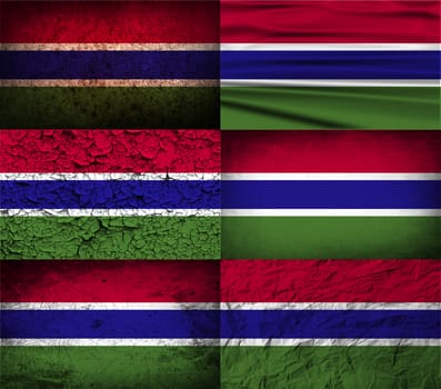 Flag of Gambia with old texture.  illustration