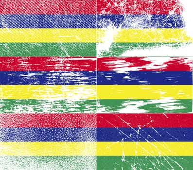 Flag of Mauritius with old texture.  illustration