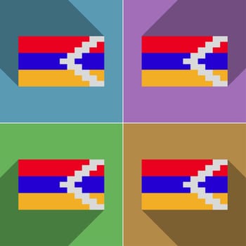 Flags of Karabakh Republic. Set of colors flat design and long shadows.  illustration