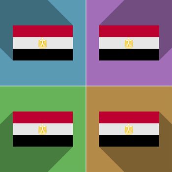 Flags of Egypt. Set of colors flat design and long shadows.  illustration