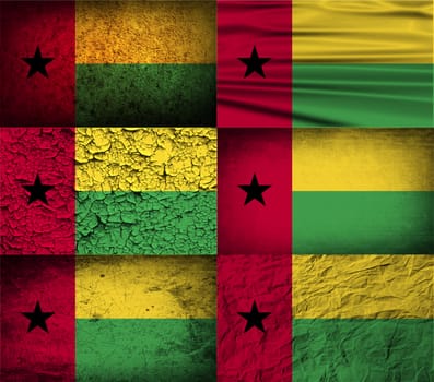 Flag of Guinea-Bissau with old texture.  illustration