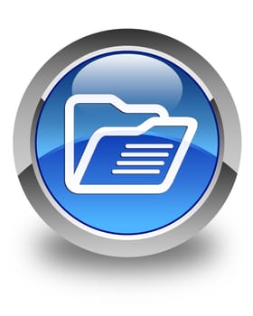Folder icon glossy blue round button