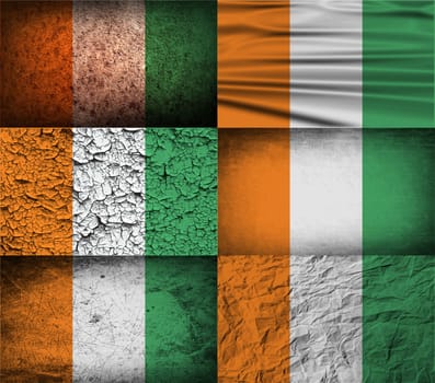 Flag of Cote divoire with old texture.  illustration