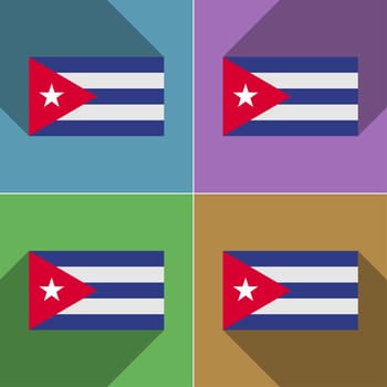 Flags of Cuba. Set of colors flat design and long shadows.  illustration