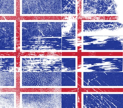 Flag of Iceland with old texture.  illustration