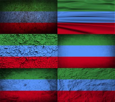 Flag of Dagestan with old texture.  illustration