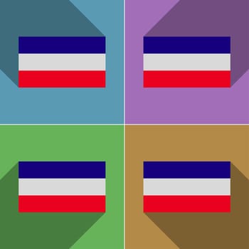 Flags of Los Altos. Set of colors flat design and long shadows.  illustration