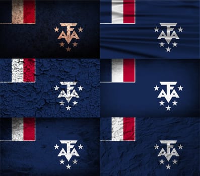 Flag of French Southern and Antarctic Lands with old texture.  illustration