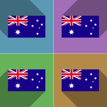 Flags of Australia. Set of colors flat design and long shadows.  illustration