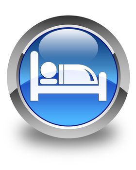 Hotel bed icon glossy blue round button