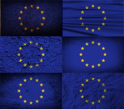 Flag of European Union with old texture.  illustration