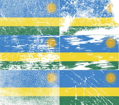 Flag of Rwanda with old texture.  illustration