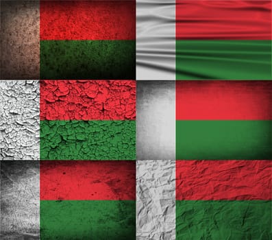 Flag of Madagascar with old texture.  illustration