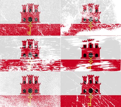 Flag of Gibraltar with old texture.  illustration