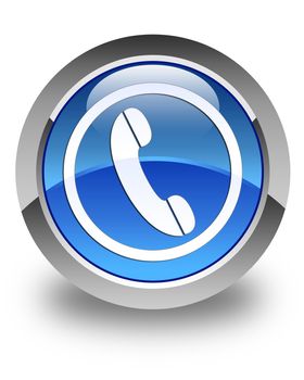 Phone icon glossy blue round button