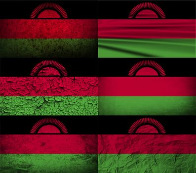 Flag of Malawi with old texture.  illustration