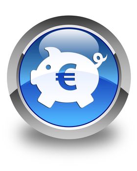 Piggy bank (euro sign) icon glossy blue round button