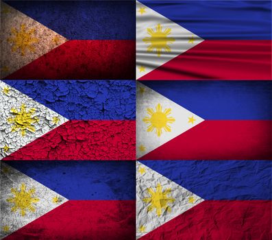 Flag of Philippiines with old texture.  illustration