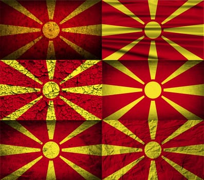 Flag of Macedonia with old texture.  illustration