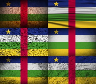 Flag of Central African Republic with old texture.  illustration