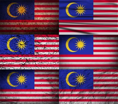 Flag of Malaysia with old texture.  illustration