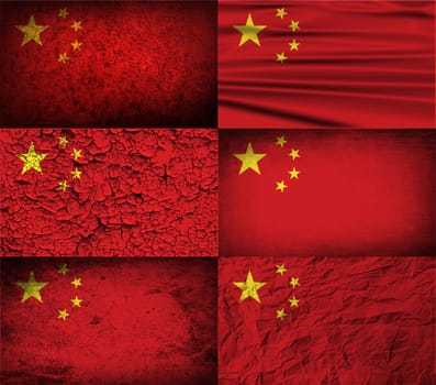 Flag of China with old texture.  illustration