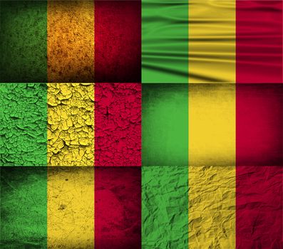 Flag of Mali with old texture.  illustration