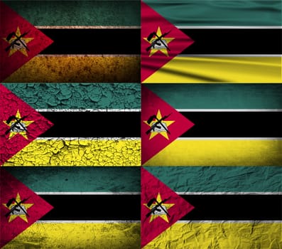 Flag of Mozambique with old texture.  illustration