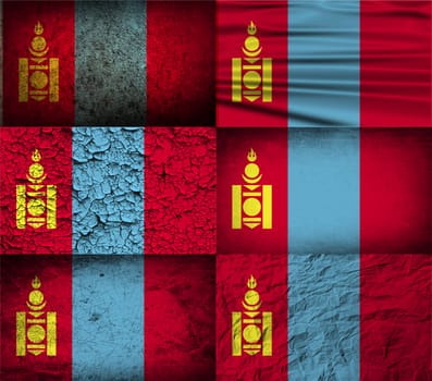 Flag of Mongolia with old texture.  illustration