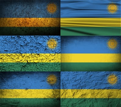 Flag of Rwanda with old texture.  illustration