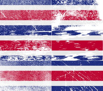 Flag of Costa Rica with old texture.  illustration