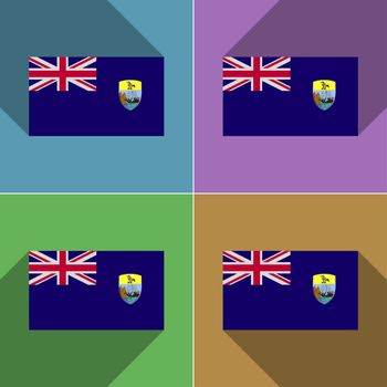 Flags of Saint Helena. Set of colors flat design and long shadows.  illustration