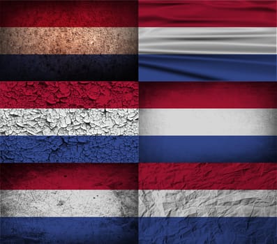 Flag of Netherlands with old texture.  illustration