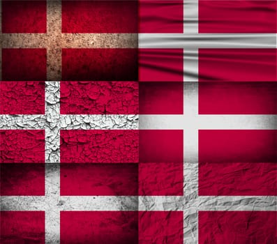Flag of Denmark with old texture.  illustration