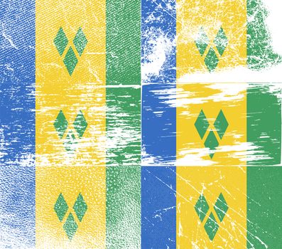 Flag of Saint Vincent and The Grenadines with old texture.  illustration