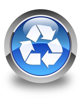 Recycle icon glossy blue round button
