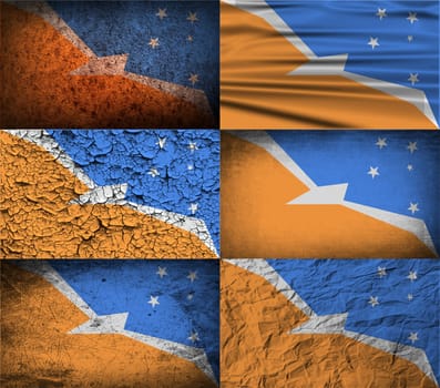 Flag of Tierra del Fuego Province with old texture.  illustration