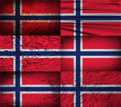 Flag of Norway with old texture.  illustration