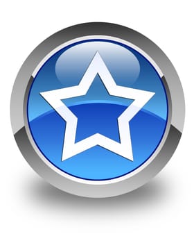 Star icon glossy blue round button