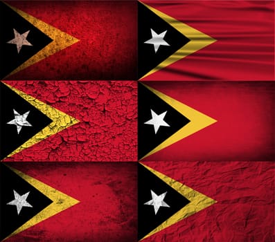 Flag of East Timor with old texture.  illustration