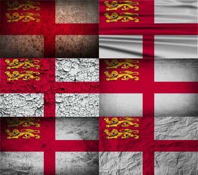 Flag of Sark with old texture.  illustration