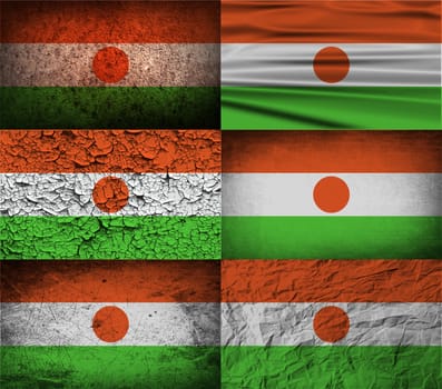 Flag of Niger with old texture.  illustration